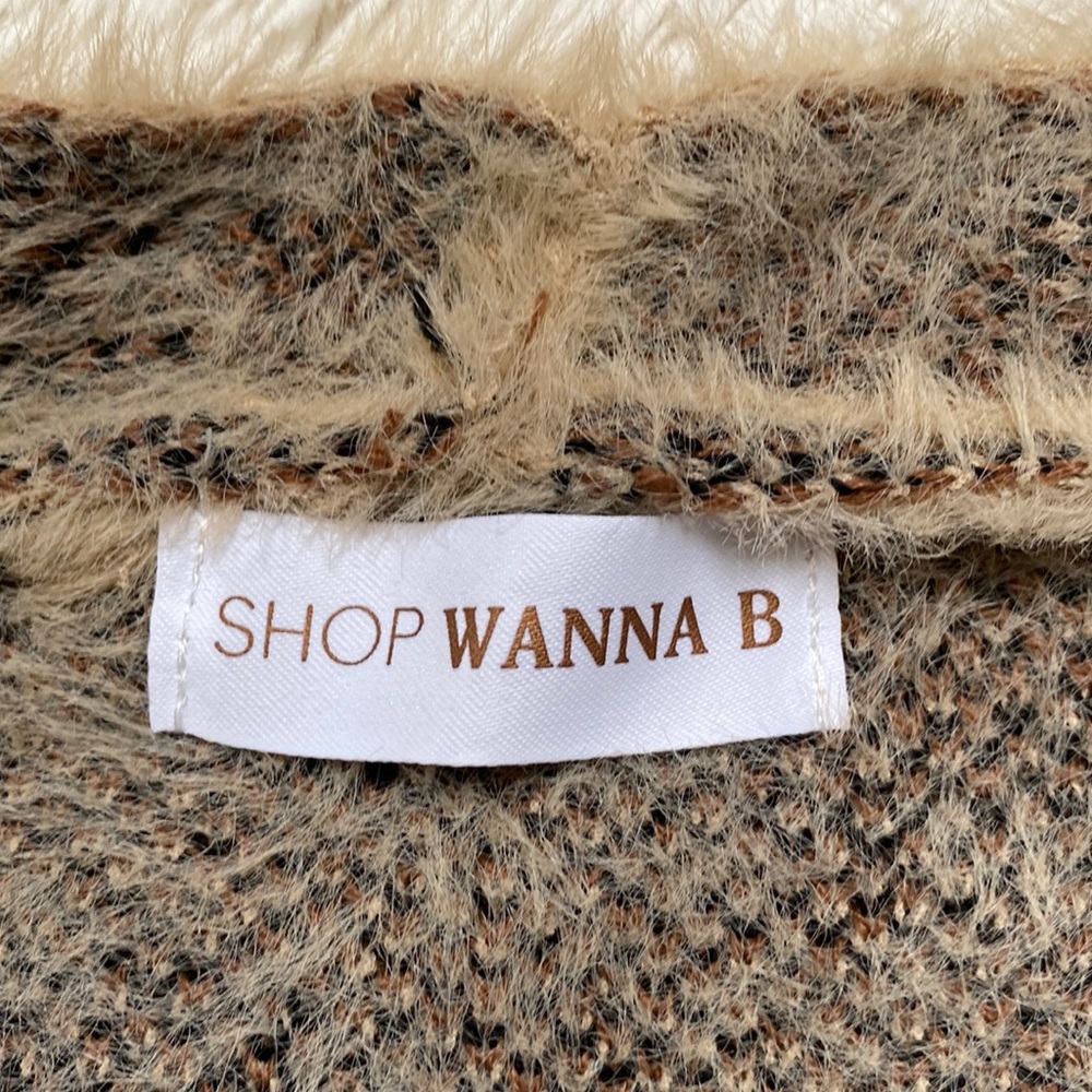 Wanna B Leopard Eyelash Open Cardigan π Tan Brown & Black - Picture 12 of 13
